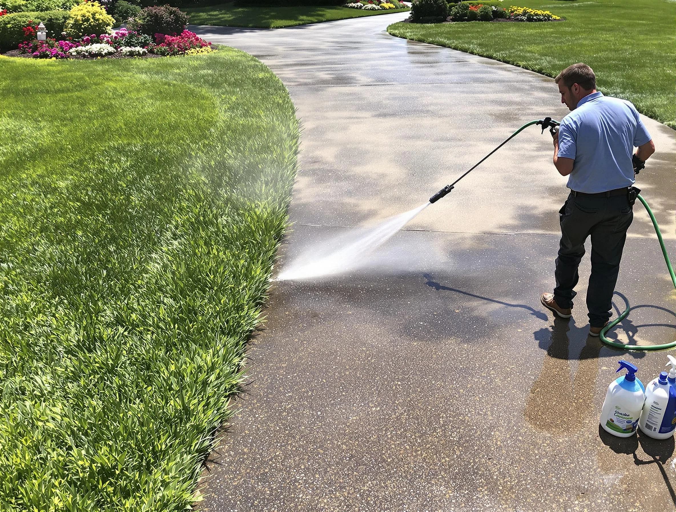 Before and after pressure washing by Green Power Washing in Green