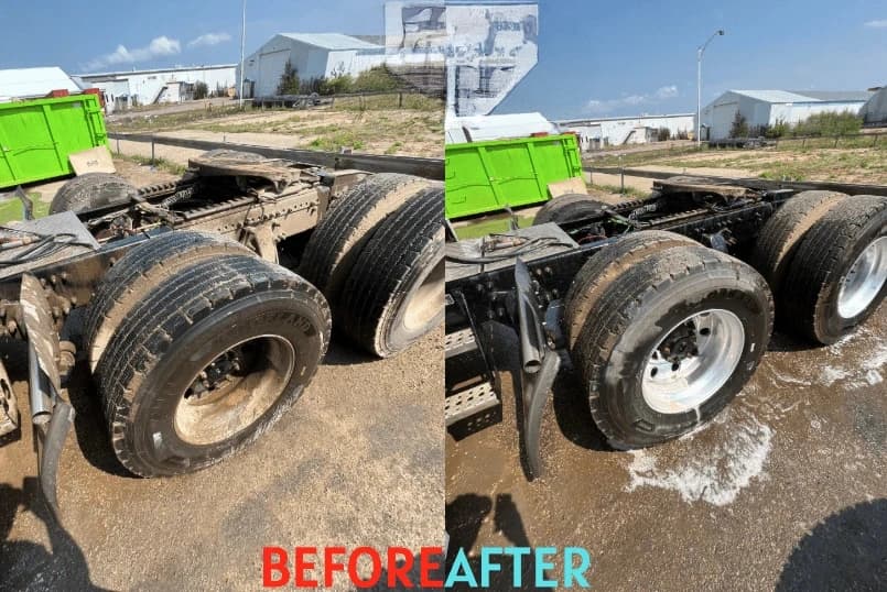 Green Power Washing team cleaning commercial fleet vehicles in Green